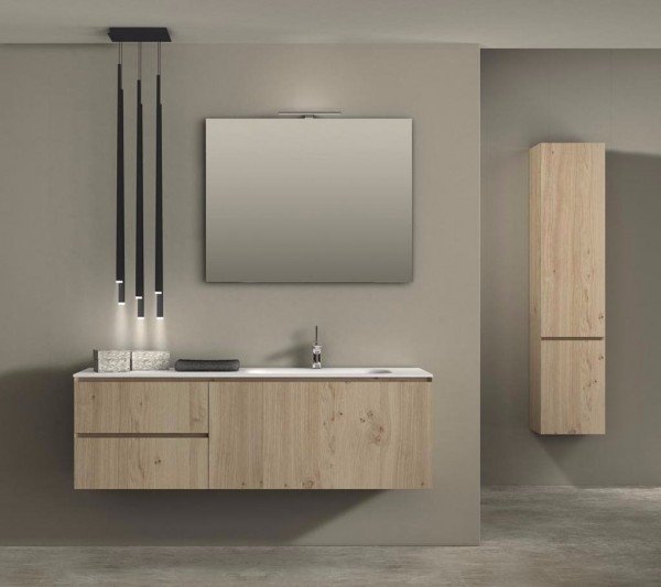 Mueble de ROBLE a Medida con 3 Cajones + 1 Lavabo de diseño Corian® 723