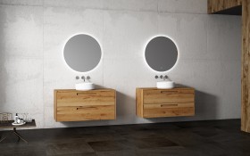 Mueble baño de Roble Macizo 2 Cajones + 1 Lavabo de Corian® 853