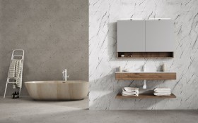 Mueble baño de Roble Macizo 1 Cajón + 1 Lavabo de Corian® 862