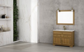 Mueble baño de Roble Macizo 3 Cajones + 2 puertas + 1 Lavabo de Corian® 864