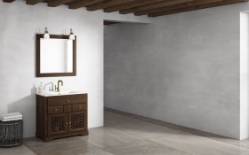Mueble baño de Pino Macizo con 3 Cajones + 2 puertas + 1 Lavabo Porcelana 865