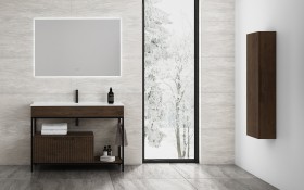 Mueble baño de Roble Macizo 1 Cajón + 1 Lavabo de Corian® 850