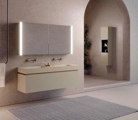 Encimera Doble de diseño Corian® con Mueble de MDF a Medida con 2 Cajones + 2 Cajones Interiores