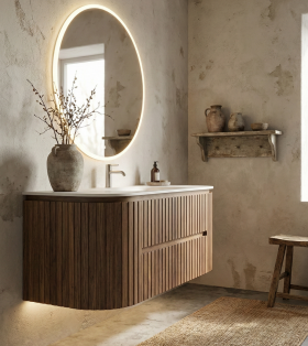 Mueble suspendido de FRESNO 3D + Encimera Solid Surface | 25029