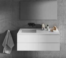 Mueble de MDF a Medida con 4 Cajones + 1 Lavabo de diseño Corian® M585