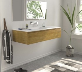 Mueble Roble Macizo con lavabo Corian Detalle