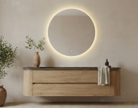 Mueble suspendido de Fresno + Encimera con 1 o 2 lavabos | 25028