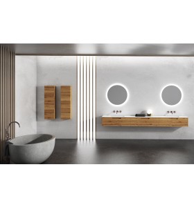 Mueble baño de Roble Macizo 3 Cajones + 2 Lavabos de Corian® 858