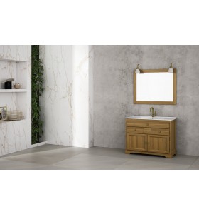 Mueble baño de Roble Macizo 3 Cajones + 2 puertas + 1 Lavabo de Corian® 864