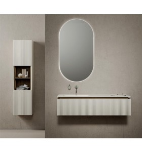 Mueble Suspendido de Roble Blanco efecto 3D + Lavabo de Corian® | 250123