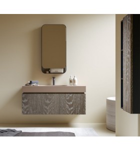 Mueble Suspendido de Roble 3D + Encimera de HI-MACS® | 25025