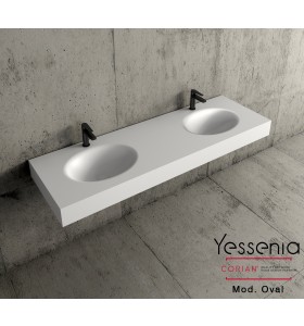Lavabos de diseño a Medida en Corian® 2 Senos OVAL 