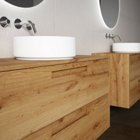 Mueble baño de Roble Macizo 2 Cajones + 1 Lavabo de Corian® 853