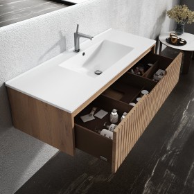 Mueble baño de Roble Macizo 1 Cajón + 1 Lavabo de Corian® 854