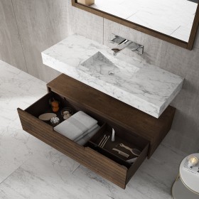 Módulo de Roble Macizo 1 Cajón + 1 Encimera Carrara 861