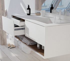 Mueble de MDF a Medida con 3 Cajones + 1 Lavabo desplazado de diseño Corian®506