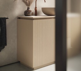 Mueble independiente lacado MDF 3D + Lavabo de apoyo Solid Surface | 25026