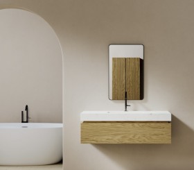 Mueble Suspendido de Roble 1 Cajón + Encimera de Corian® | 25011 