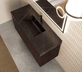 Mueble Suspendido de Roble + Encimera de HI-MACS® Marquina | 25022