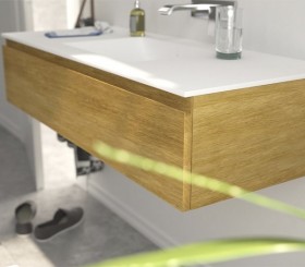 Mueble Roble Macizo con lavabo Corian Detalle