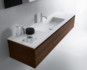 Mueble baño de Roble Macizo 1 Cajón + 1 Lavabo de Corian® 587