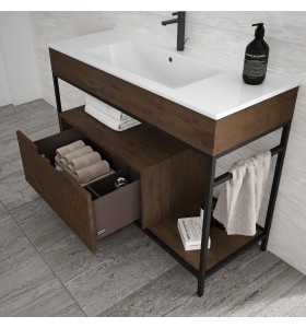 Mueble baño de Roble Macizo 1 Cajón + 1 Lavabo de Corian® 850