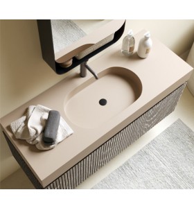 Mueble Suspendido de Roble 3D + Encimera de HI-MACS® | 25025