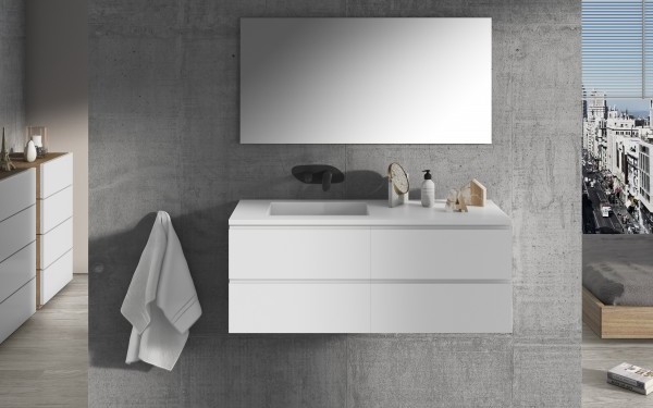 Mueble de MDF a Medida con 4 Cajones + 1 Lavabo de diseño Corian® M585 Ejemplo