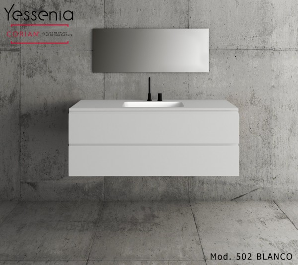 Mueble de baño a medida con lavabo Corian 502 | Baños de autor