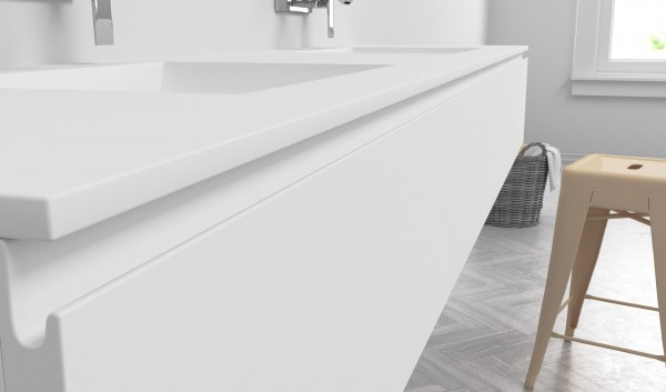 Mueble MDF de 2 Cajones + 1 Lavabo de Resina Desplazado Cajones