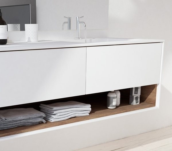 Mueble de MDF a Medida con 3 Cajones + 1 Lavabo desplazado de diseño Corian®506