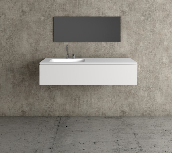 Mueble MDF de 1 Cajón + Encimera con 1 Lavabo Resina Desplazado Principal