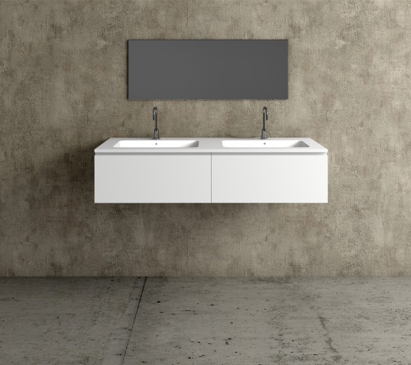 Mueble MDF de 2 Cajones + 2 Lavabos Resina 4004 