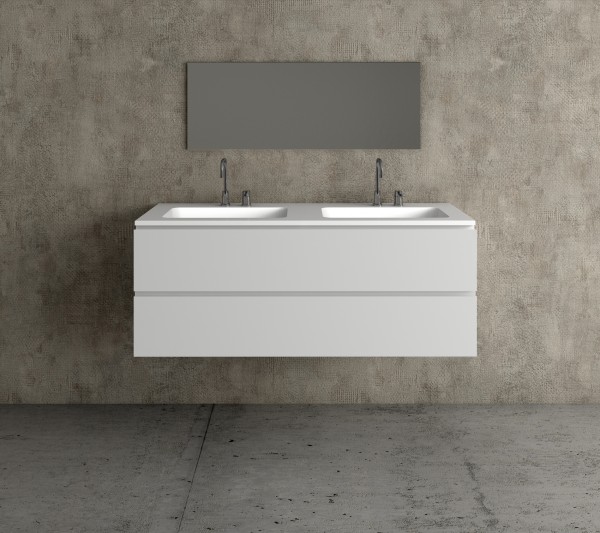 Mueble de MDF a medida con 2 Cajones Superpuestos + 2 Lavabos de diseño Corian® M583 Ejemplo