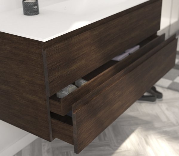 Mueble Roble Macizo con lavabo Corian Ejemplo