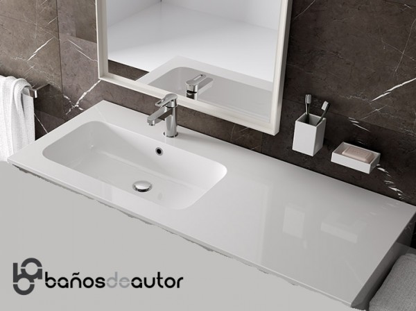 Conjunto 4012 | Módulo MDF con 1 Cajón + 2 Lavabos de SOLID COAT