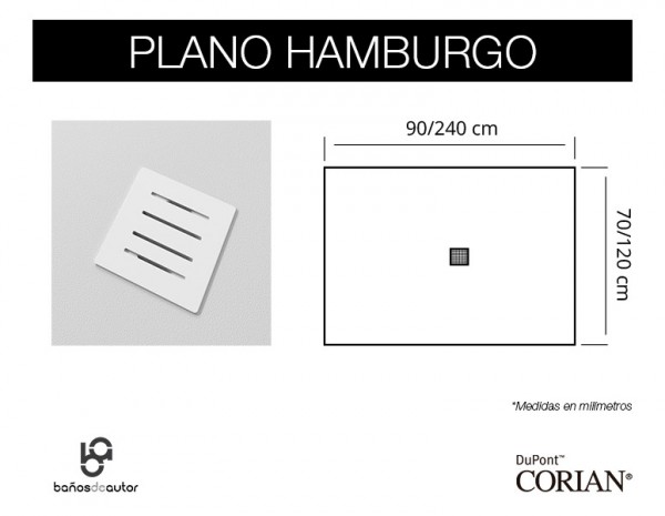 Corian HAMBURGO Platos de ducha a Medida Plano