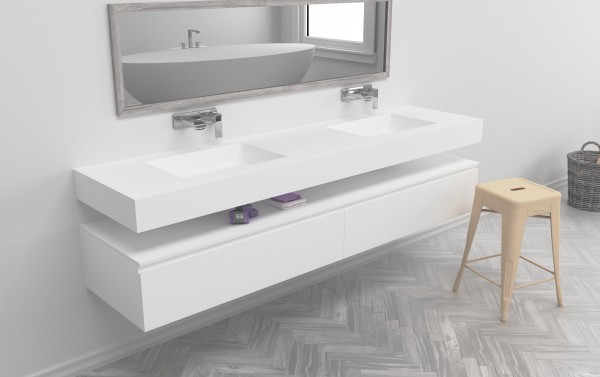 Artista Tantos Surtido Encimera doble con lavabo Corian® integrado | Square | Baños de autor